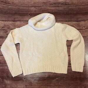 Girl’s Kidpik Cream Ivory Waffle Weave Rolled Neck Turtleneck Sweater Size 12